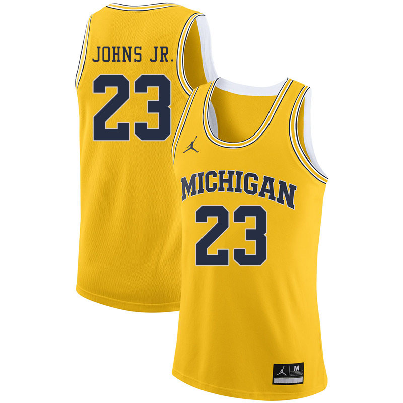 Jordan Brand Men #23 Brandon Johns Jr. Michigan Wolverines College Basketball Jerseys Sale-Yellow - Click Image to Close